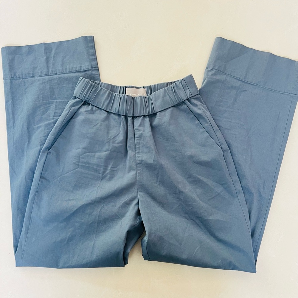 Everlane Blue High Rise Cotton Wide Leg Pants 0